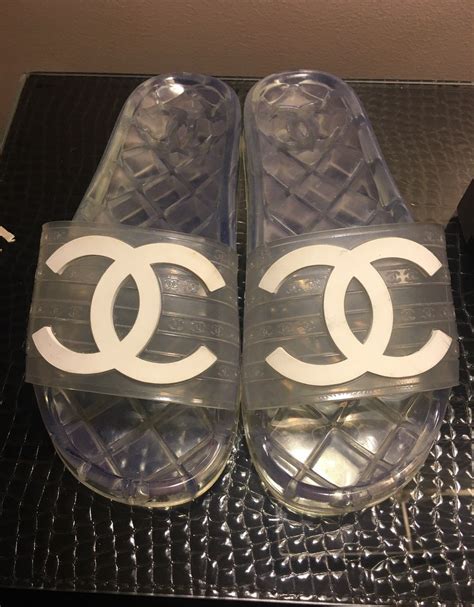 chanel chain sandals|chanel clear slide sandals.